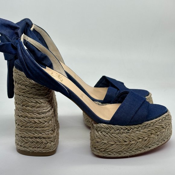 Christian Louboutin MARIZA DU DESERT Platform Heels Espadrille Sandal Shoes - Picture 9 of 13